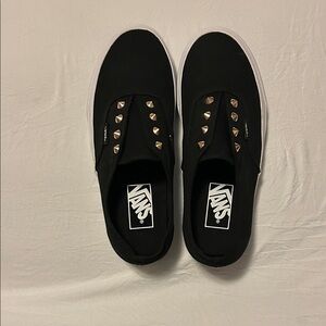 Vans Black Slip-Ons with Gold Pyramid Studs